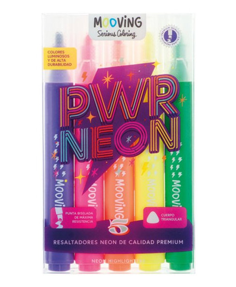 5 Resaltadores Color Neon - Mooving - Adeleste 0