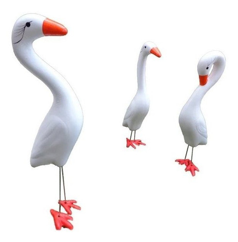 Trio Garças De Cerâmica Para Decorar Jardim Frete Grátis 0