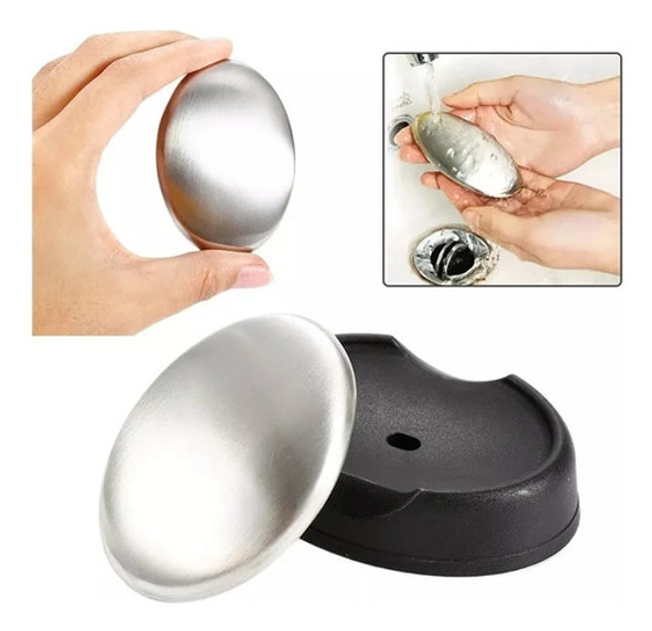 Jabon Acero Inoxidable Quita Olores C/ Base Jabonera Cocina 0