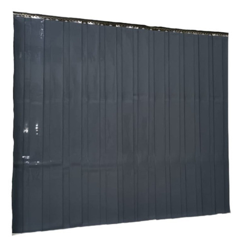 Cortina Pvc Cinza Opaco 1,30 X 2,80 Trilho Inox Cristal Flex 0