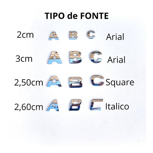 Emblemas Letras P/carro 9 Unid  3cm Alt  Arial, Autocolante 0