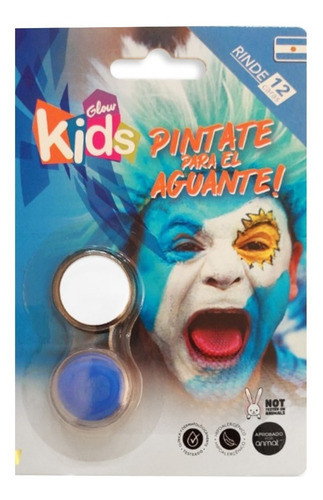 Set Maquillaje Argentina Glow Kids Pastilla Celeste Blanco 0