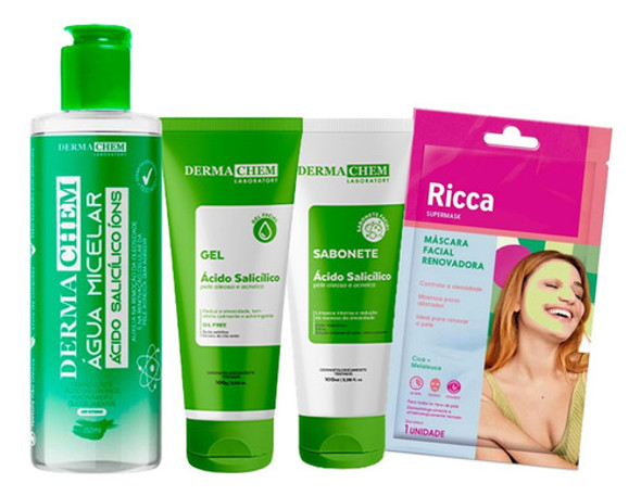 Kit Facial Skin Care Gel Sabonete Água Miscelar E Máscara 0 Kit Facial Skin Care Gel Sabonete Água Miscelar E Máscara 0