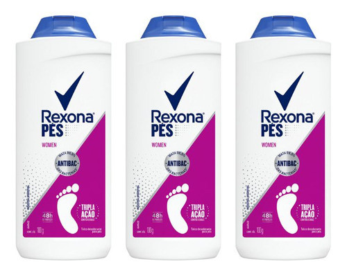 Talco Para Pes Rexona Women 100g - Kit C/ 3un 0
