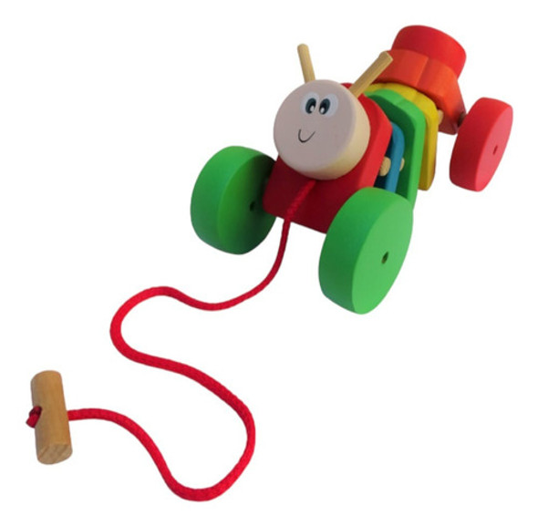 Arrastre Gusano Juguete Didáctico Arrastre Madera Bebe Niño 1