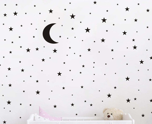 Vinilo Decorativo Pared [7c33419t] Luna Y Estrellas 0