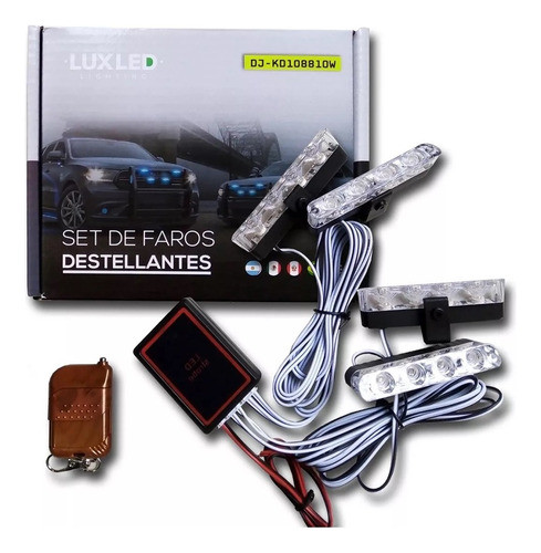 Set Faros Led Azul Destellantes 12/24v Control Remoto Luxled 0