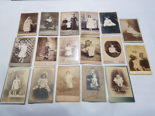 Antiguas Fotos Estudio 1890 Niños Jóvenes Lote 16 Mag 59449 0