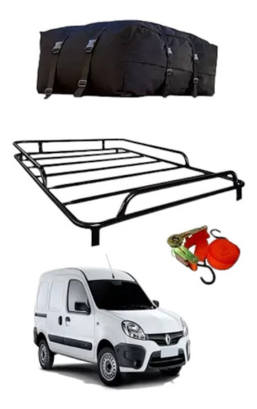 Kit Parrilla Techo Portaequipaje + Bolso Auto P/ Renault Kangoo 0