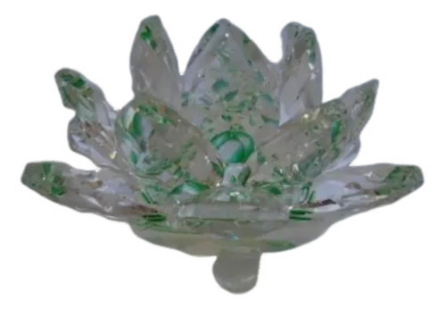 Flor De Lótus De Cristal Transparente Verde 9cm 0