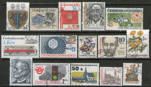 Checoslovaquia 15 Sellos Usados Teatro = Tren = Capilla 1980 0