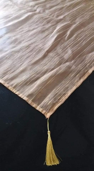 Camino Centro De Mesa Con Detalles Dorados Fleco Gasa 0
