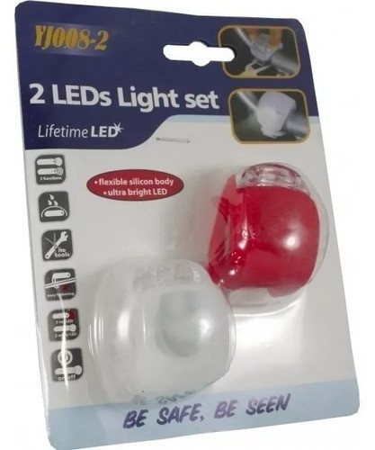 Set X2 Luz Led Para Bicicleta Monopatín Silicona Oferta!!! 1