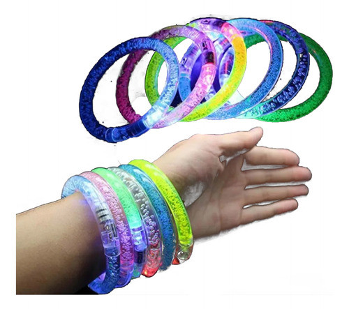 Pack 3 Pulseras Acrílicas Led Luminosas Fiesta Cotillon 0