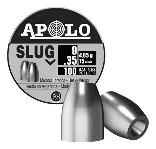 Apolo Slug 9 Mm .35 Balines Puntas 75 Gr Lata X 100 0