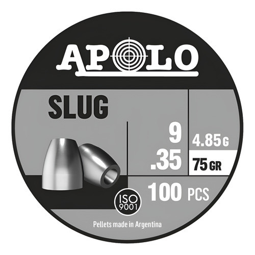 Apolo Slug 9 Mm .35 Balines Puntas 75 Gr Lata X 100 1
