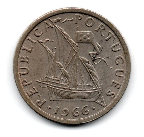 Portugal Moneda 5 Escudos Año 1966 Km#591 Xf+ 1
