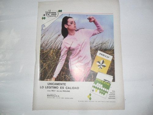 Manteola Rely Prolene Copet Fibra Propilenic Publicidad 1967 0