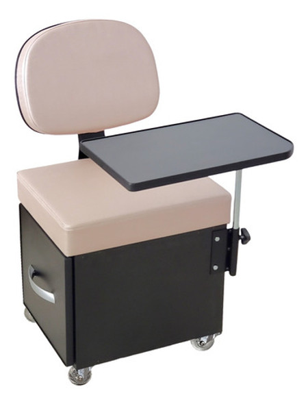 Cadeira Cirandinha Manicure Bali Preta Estof. Rosê Facto 0