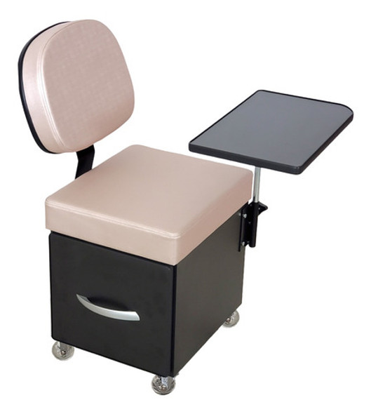 Cadeira Cirandinha Manicure Bali Preta Estof. Rosê Facto 1