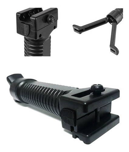 Front Grip Bipé Tático Com Tilhos De 20mm Acoplado 1