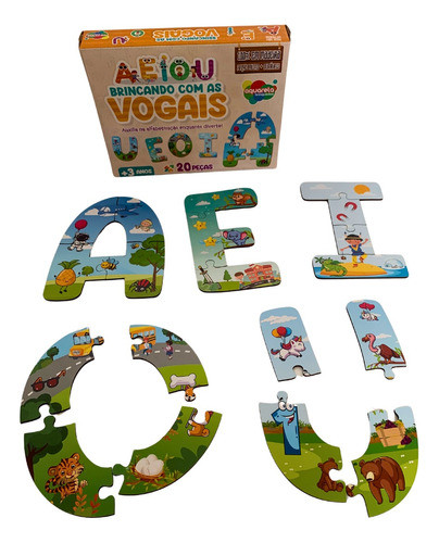Quebra-cabeça Infantil Brincando Com As Vogais Educativo 0