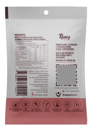 Mix Raw De Frutos Secos Activados 40g ,sin Gluten Y Veganos. 1