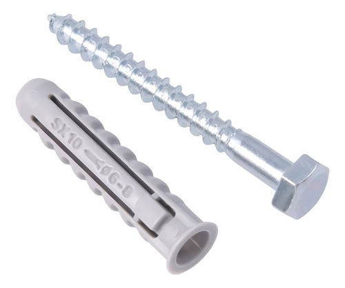 4 Tornillos Zincado Cabeza Exag + Tarugos Fischer Tirafondo 0