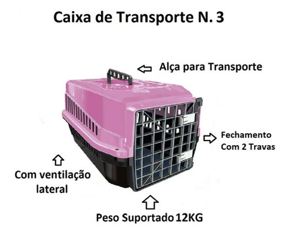 Brinquedo Cabo Guerra Dog Pet + Caixa Transporte Pet N3 Rosa 1
