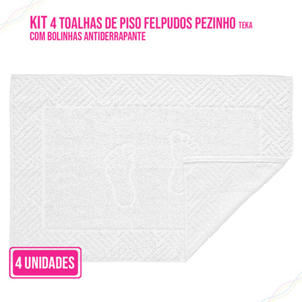Kit 4 Toalhas Piso Hotel Pousada Tapete Atoalhado Branco 1