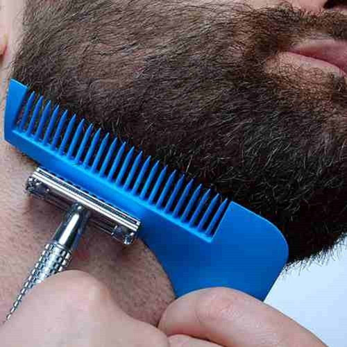Pente Barba Alinhador Suporte Cavanhaque Fazer Perfeito Azul 1