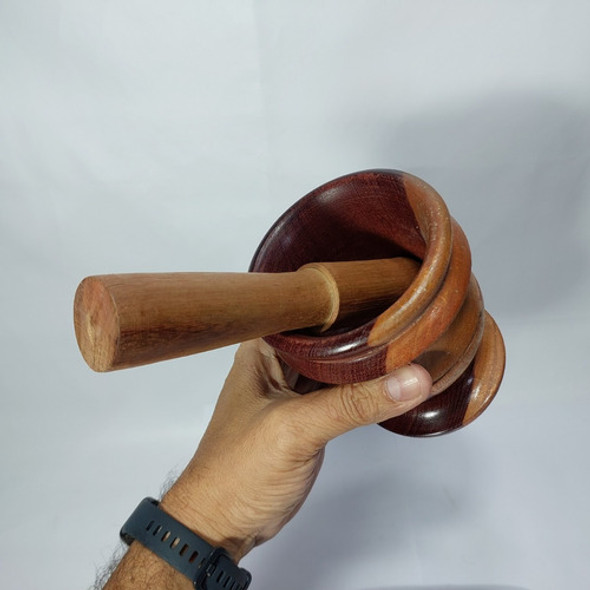 Pilão Madeira Com Socador Antigo Decorativo 12x10cm 480g 1