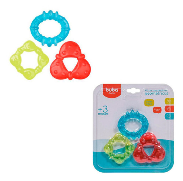 Kit Mordedores Geométricos 3 Un Com Água 7228 - Buba 0 Kit Mordedores Geométricos 3 Un Com Água 7228 - Buba 0