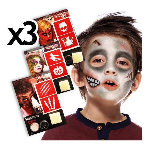 Kits Maquillaje Artistico Stencil Halloween Niños Pintafan 0