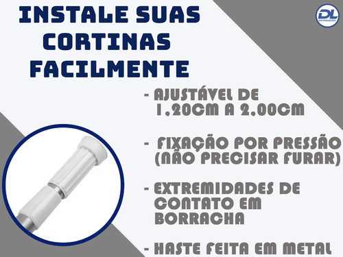 Barra Extensível Varão Ajustável Cortina 1.10m A 2.00m 1