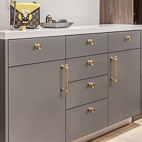 6 Tiradores Yonfiafit Redondos De 30mm - Dorado Cepillado 1