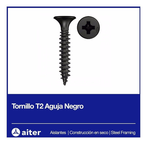 Tornillo T2 Aguja Negro (x 100 Unidades) 1