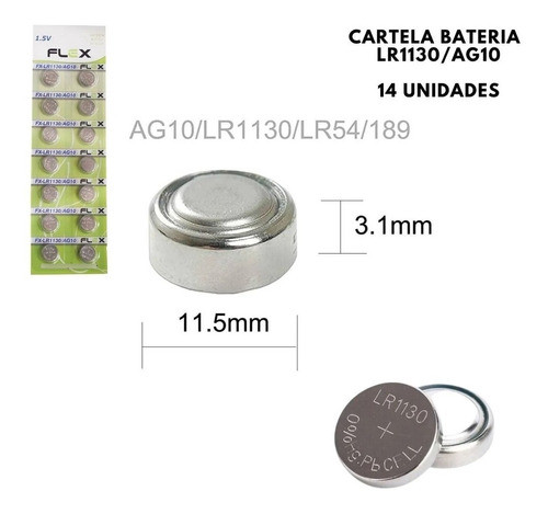 Bat. Lr1130 Flex 1,5v Cartela C/14 1
