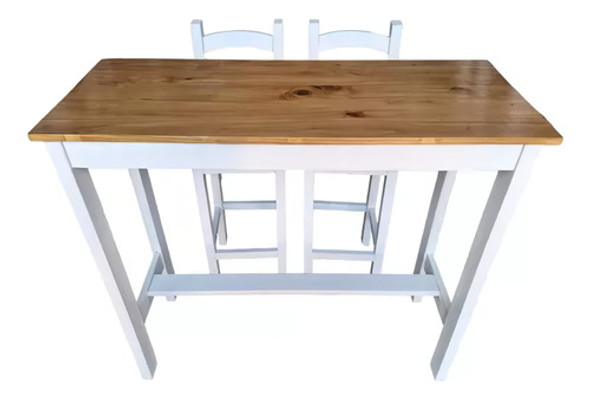Mesa Barra Desayunador Madera Con 2 Sillas Pintado Lustrado 0