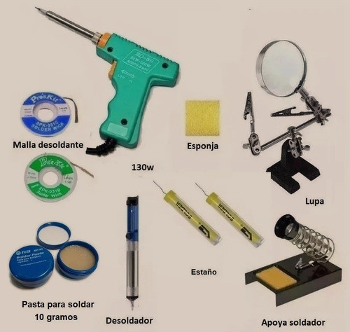 Kit Reparacion Celulares 10 Pzas Soldador 130w Lupa Estaño 0