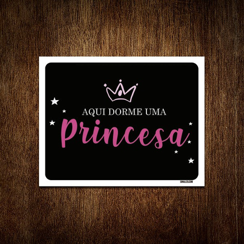 Placa Decorativa - Aqui Dorme Uma Princesa 18x23 0