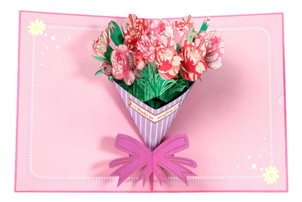 Cartão De Dia Das Mães 3d Popup Cartão Romântico Buquê 0