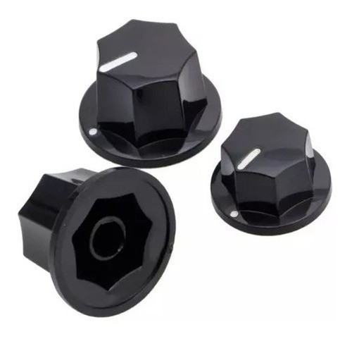 Knob Para Contrabaixo Jazz Bass C/ 3 Pçs Preto 1