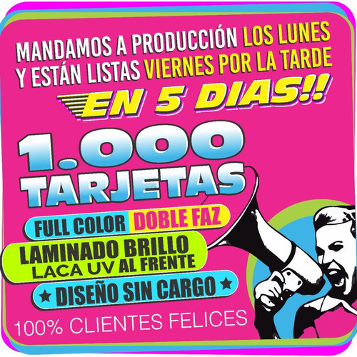 1000 Tarjetas Personales Doble Faz Laminado Brillo 1