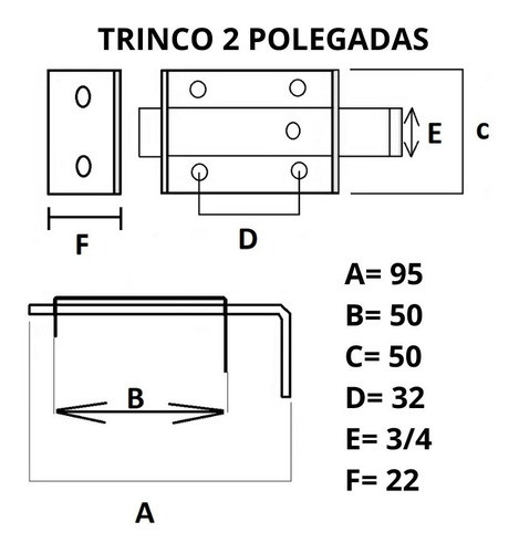 Trinco Chato Bicromatizado Para Portão 2 ( 20 Unidades) 1
