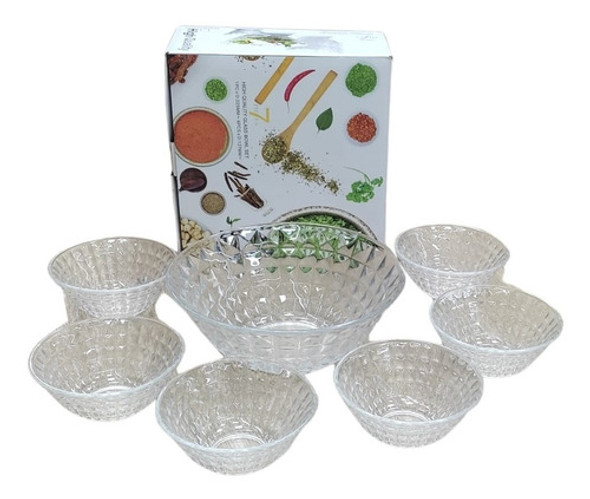 Compotera Copa Postre Vidrio Labrado 7 Piezas. 0
