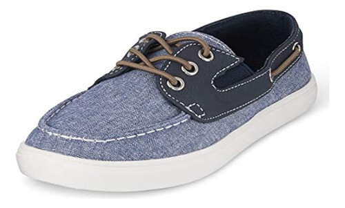 The Children's Place Baby Boys Chambray Boat Shoes, Navy, 9 0