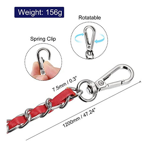 Cadena Plana Correa Ajustable 120cm Para Cartera Silver Rojo 1