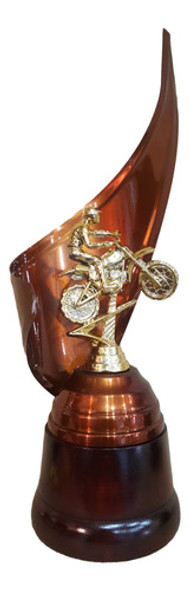 Trofeo Metálico Moto Motocross 32cm Base Madera 0 Trofeo Metálico Moto Motocross 32cm Base Madera 0