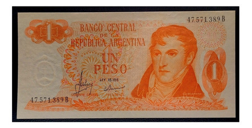 Argentina Billete 1 Peso Ley 1971 Serie B Sc Bot 2303 1